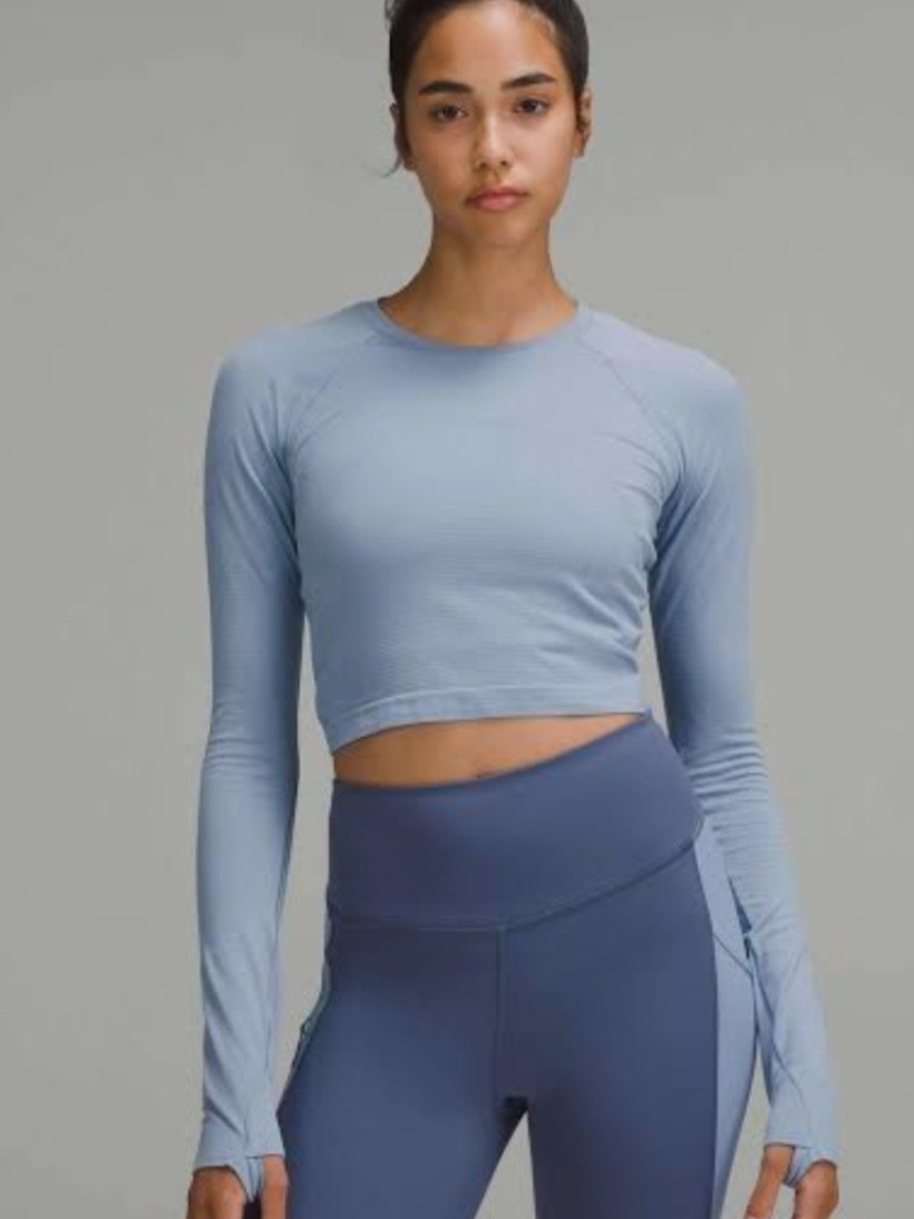 lululemon athletica Powder Blue Long-Sleeve Crop Top